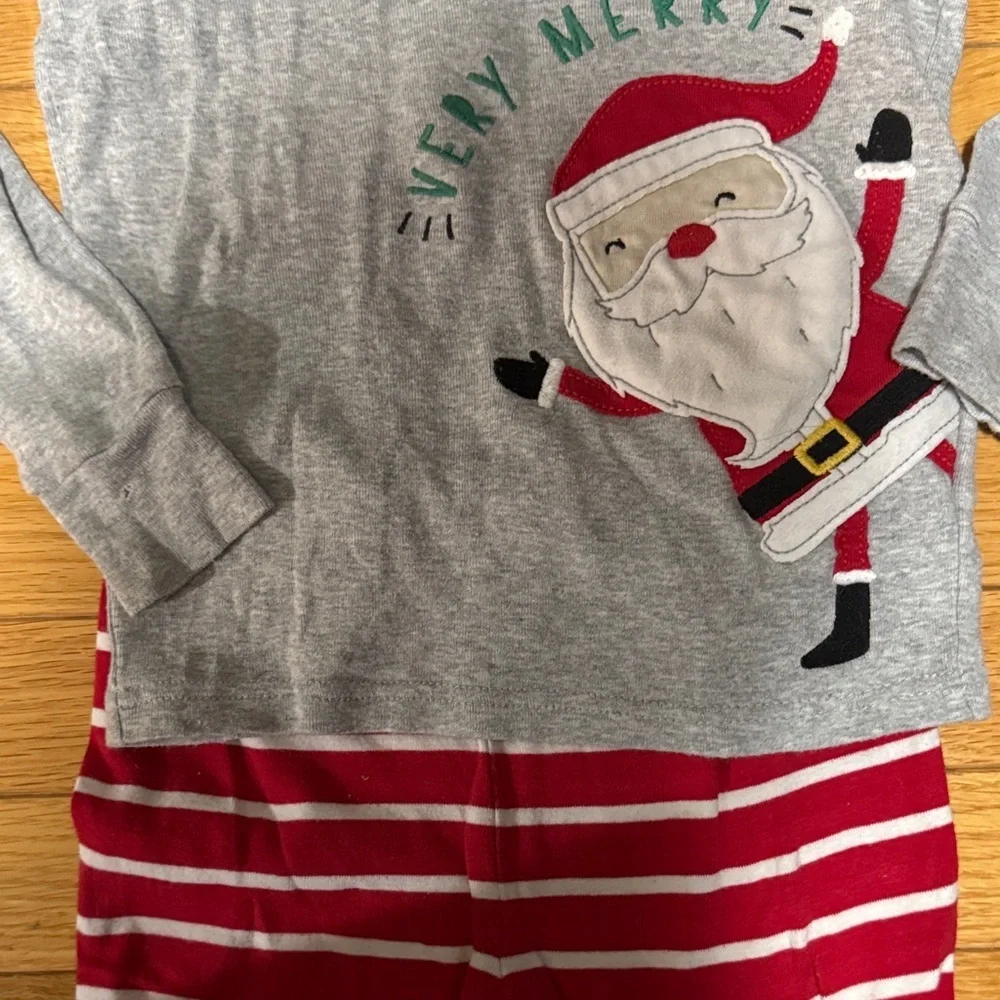 Kids Santa Pajama Set - Gray and Red